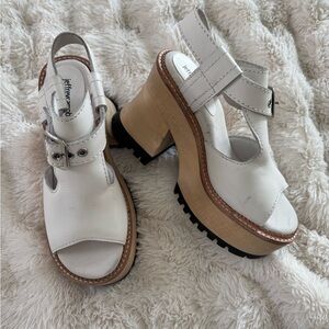 Jeffrey Campbell White Leather Lug Sole Platform Sandals